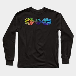 Abstract Silhouette Flower Blue to Red To Green Long Sleeve T-Shirt